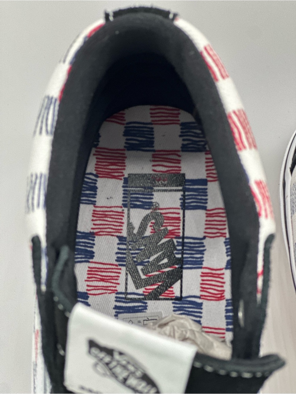 Vans Sk8-Hi Checkerboard High-Top Sneakers - Black/White/Red - Picture 4 of 10